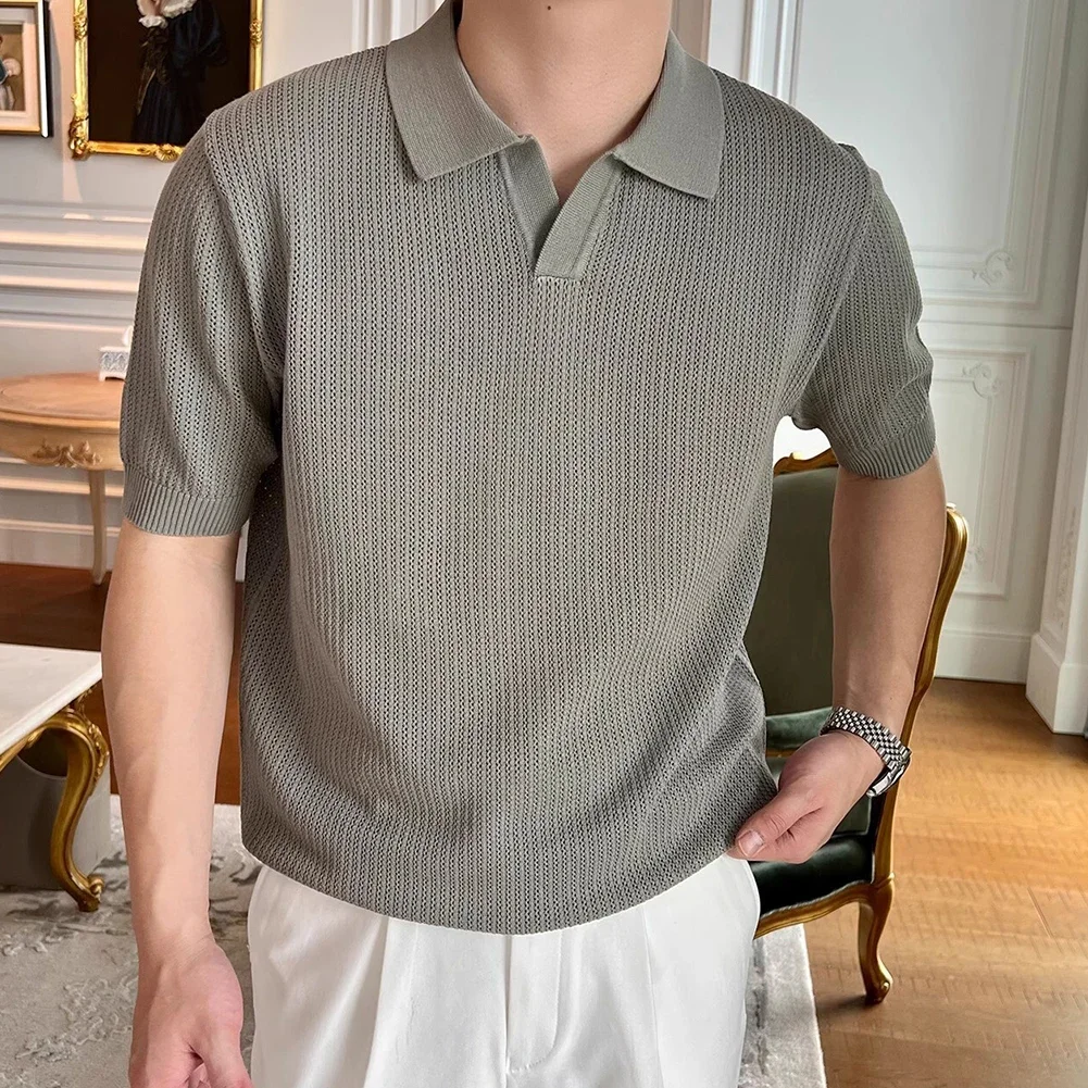 For Vacation Fashion Casual Top Men's Casual T-Shirt Casual Outings White Fashion Knitted T-shirt For Men Casual Lapel Neckline
For Vacation Fashion Casual Top Men's Casual T-Shirt Casual Outings White Fashion Knitted T-shirt For Men Casual Lapel Neckline