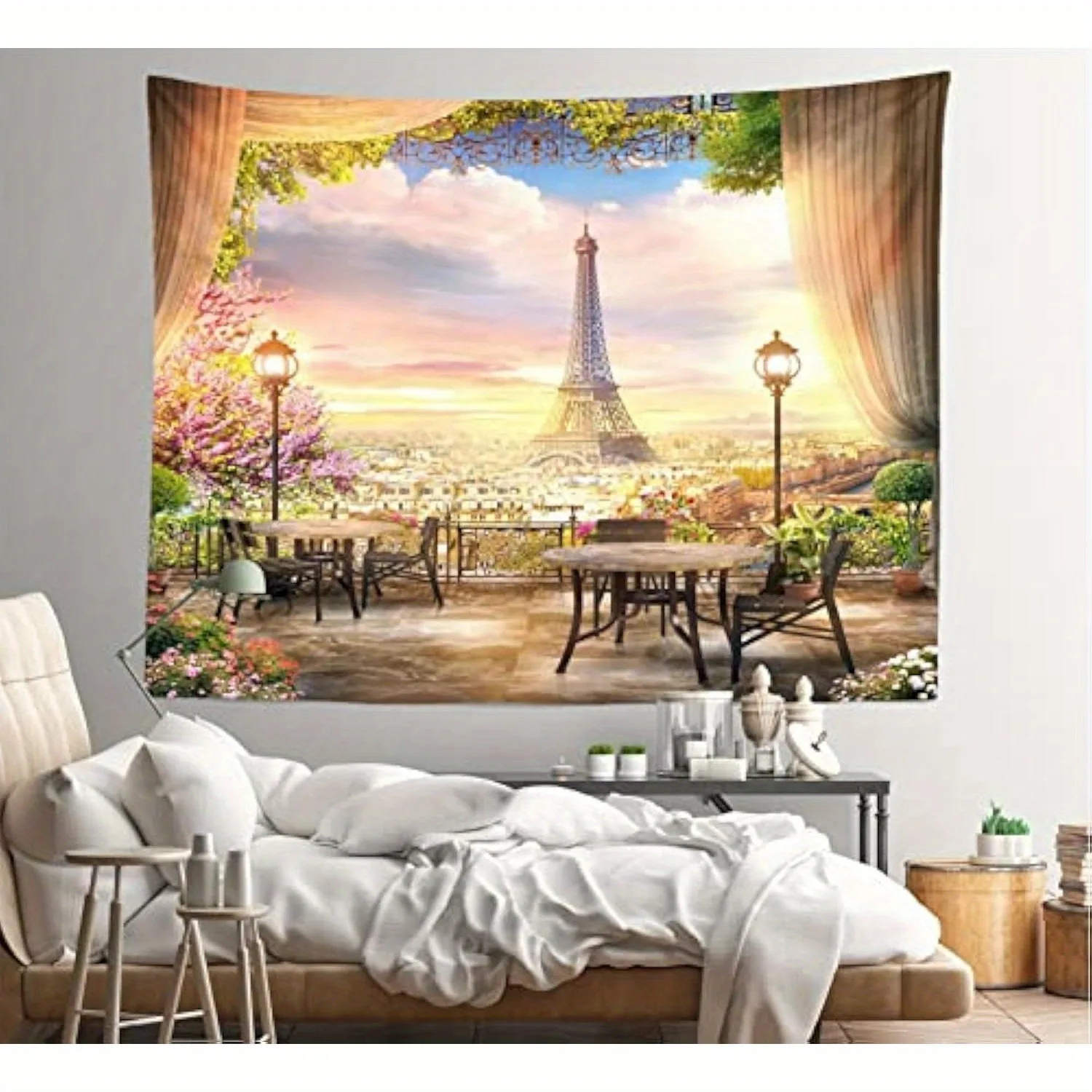Paris Tapestry Romantic Eiffel Tower Sunset Garden and Cafe Terrace Scene Horizontal Wall Art Living Room Paris-themed Room
Paris Tapestry Romantic Eiffel Tower Sunset Garden and Cafe Terrace Scene Horizontal Wall Art Living Room Paris-themed Room