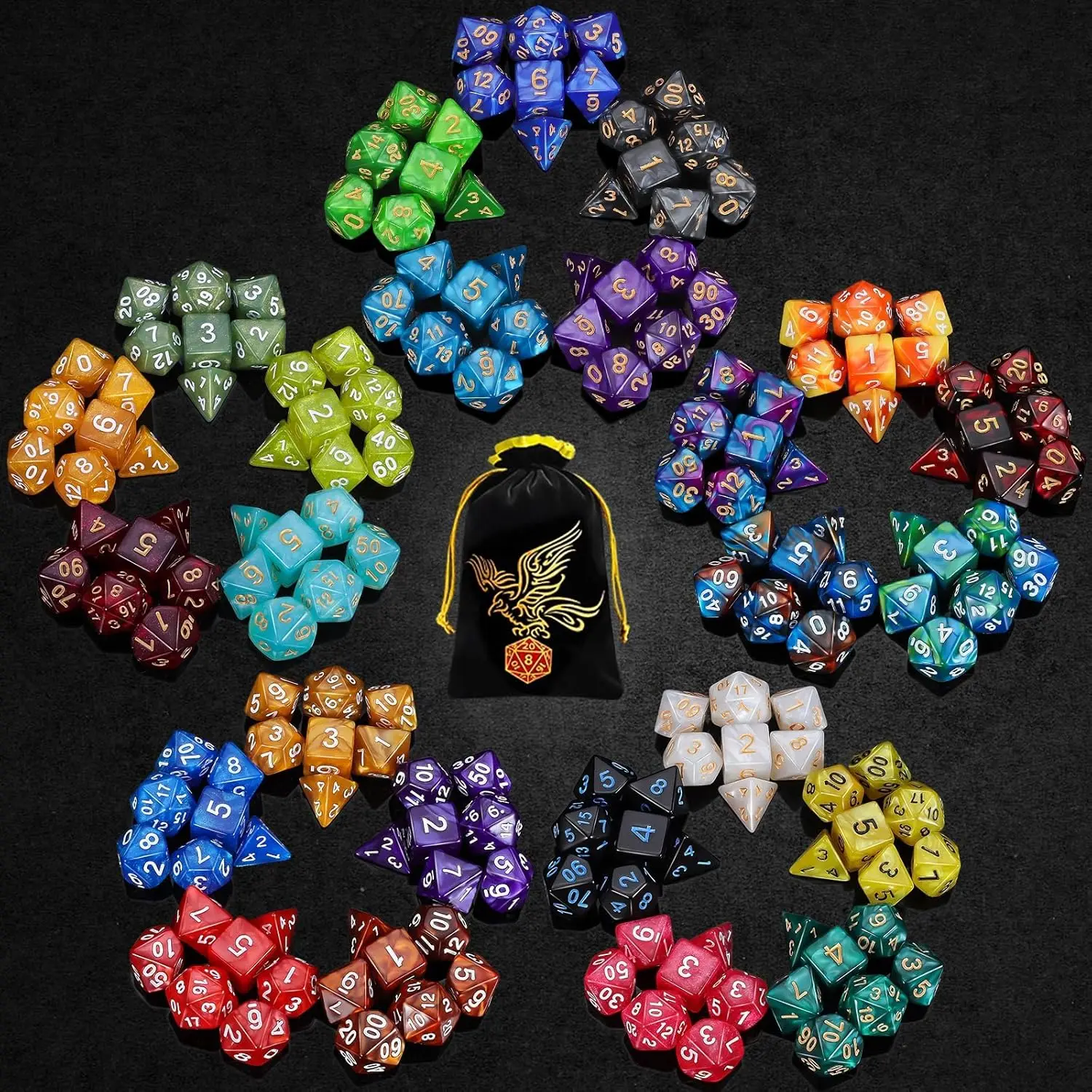 Polyhedral Dice Set 175pcs for D&D RPG Table Games with Storage Bag
Polyhedral Dice Set 175pcs for D&D RPG Table Games with Storage Bag