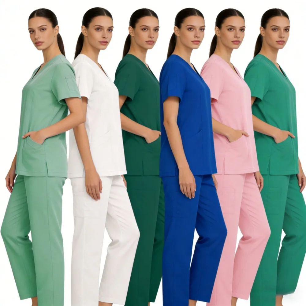New Scrubs Set Medical Uniforms Stretch Scrub Tops with Pocket Pants Nurse Uniform Doctor Surgery Overalls Beauty Salon Workwear
New Scrubs Set Medical Uniforms Stretch Scrub Tops with Pocket Pants Nurse Uniform Doctor Surgery Overalls Beauty Salon Workwear