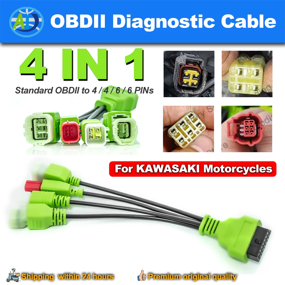 4-In-1 OBD Adapter for KAWASAKI 4/6pin Motorcycle OBDII Diagnostic Connector Cable For Z/Ninja/Versys/Vulcan Series Motorcycles
4-In-1 OBD Adapter for KAWASAKI 4/6pin Motorcycle OBDII Diagnostic Connector Cable For Z/Ninja/Versys/Vulcan Series Motorcycles