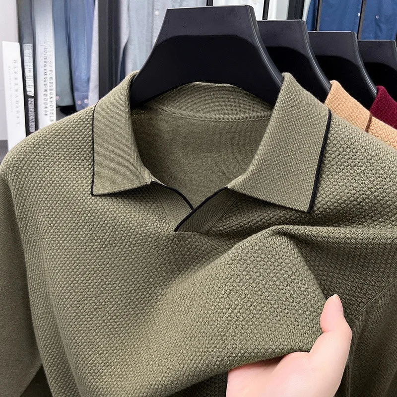 Мужской повседневный вязаный свитер-рубашка с тонким воротником-стойкой, модный, осенне-зимний, теплый, однотонный топ
Мужской повседневный вязаный свитер-рубашка с тонким воротником-стойкой, модный, осенне-зимний, теплый, однотонный топ