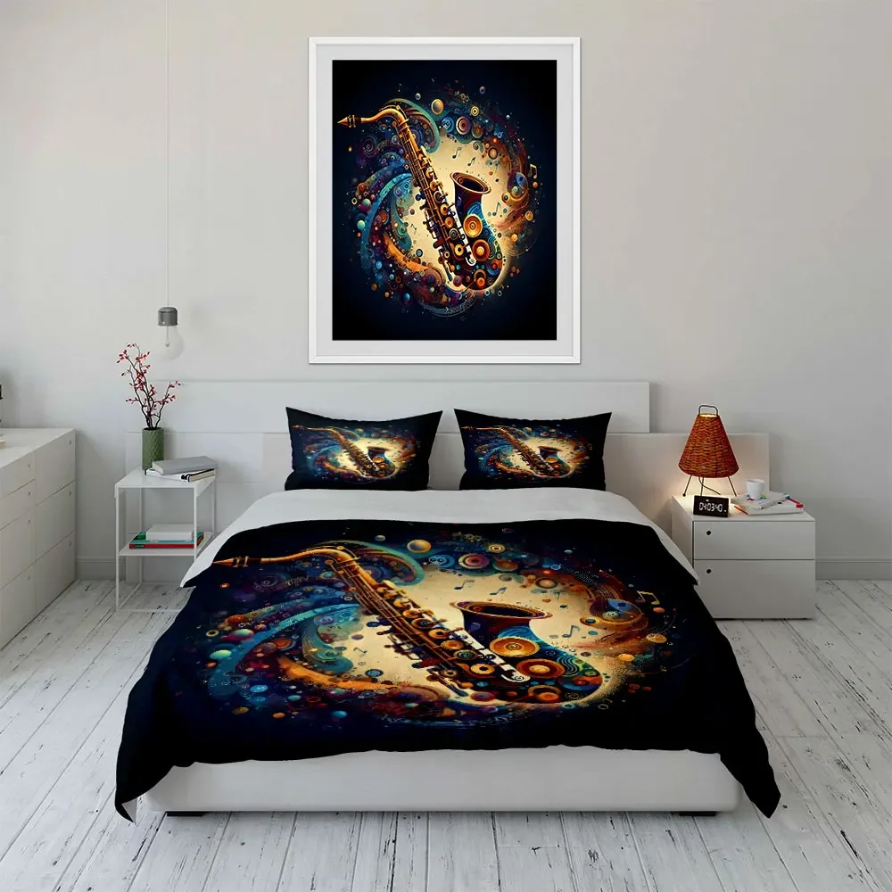 "Musical Saxophone Art Decor Set" Multiple sizes kid's and adults' bedroom Exquisite 3PC bedding set, gift
"Musical Saxophone Art Decor Set" Multiple sizes kid's and adults' bedroom Exquisite 3PC bedding set, gift