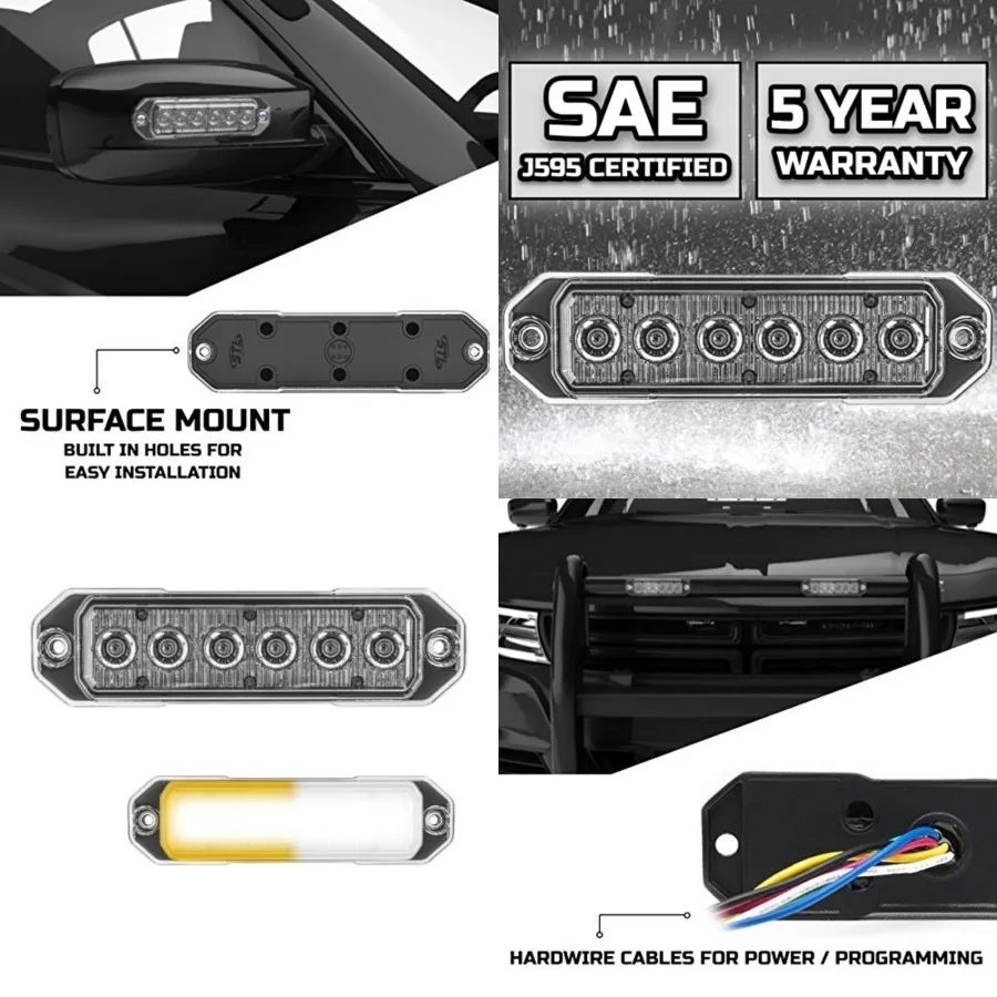 Z-6 TIR LED Surface Mount Strobe Light 6 LEDs, 18W Grille Hazard Beacon Warning Light for Police, Fire, EMS, Tow Trucks, Constr
Z-6 TIR LED Surface Mount Strobe Light 6 LEDs, 18W Grille Hazard Beacon Warning Light for Police, Fire, EMS, Tow Trucks, Constr