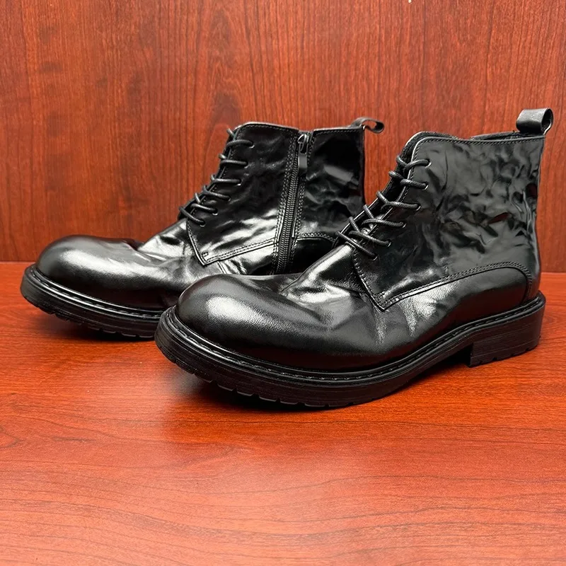 British Outdoor Work Shoes Genuine Leather High-end Cowhide Men Ankle Boots Vintage Genuine Leather Handmade Motorcycle Boots
British Outdoor Work Shoes Genuine Leather High-end Cowhide Men Ankle Boots Vintage Genuine Leather Handmade Motorcycle Boots