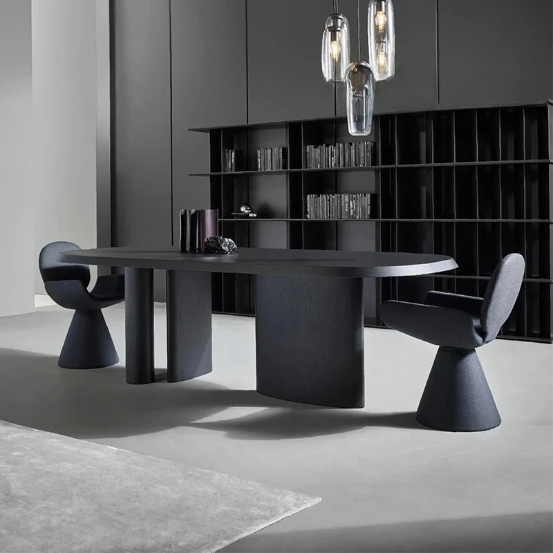 Medieval design creative art dining table oval wabi style retro black solid wood home dining table
Medieval design creative art dining table oval wabi style retro black solid wood home dining table