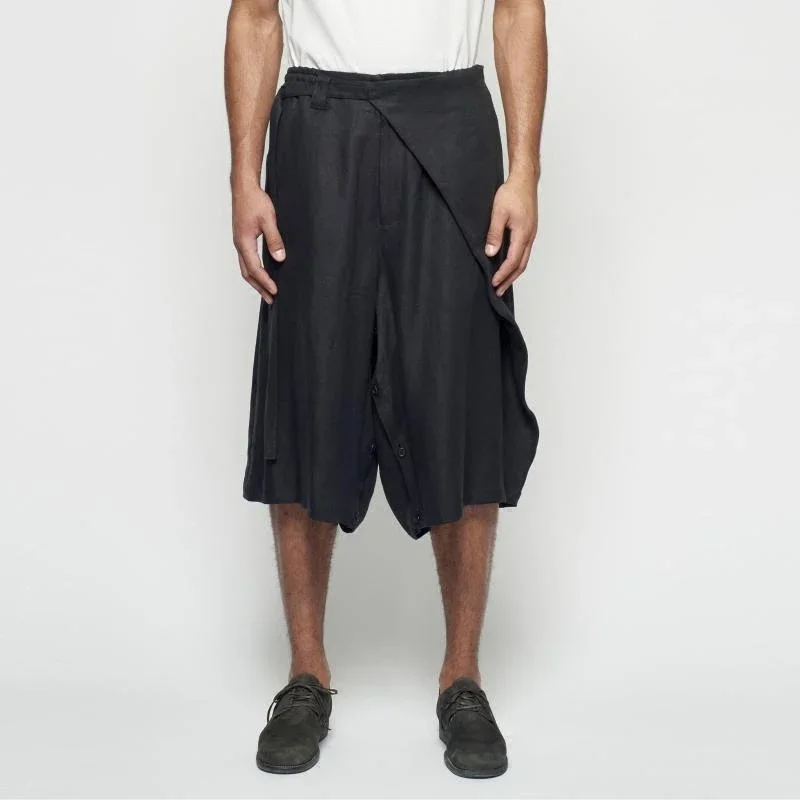 YOJI OOAK LINEN CASUAL PANTS черные льняные укороченные брюки для мужчин, свободные шорты
YOJI OOAK LINEN CASUAL PANTS черные льняные укороченные брюки для мужчин, свободные шорты