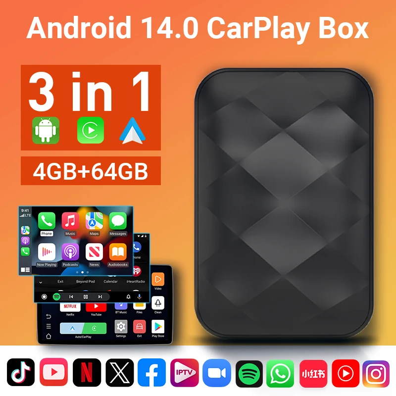 Acodo NEW Android14 Wireless CarPlay Android Auto 3in1 Smart Box 4GB+64GB Built-in Xiaohongshu、Douyin、YouTubeother applications
Acodo NEW Android14 Wireless CarPlay Android Auto 3in1 Smart Box 4GB+64GB Built-in Xiaohongshu、Douyin、YouTubeother applications