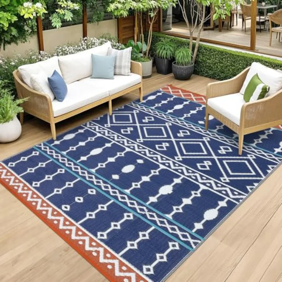 Outdoor Rug, 8x10 FT Waterproof Plastic Mat, Reversible Blue Red Camping Rug for RV, Deck, Camper, Picnic, Large Floor Mat
Outdoor Rug, 8x10 FT Waterproof Plastic Mat, Reversible Blue Red Camping Rug for RV, Deck, Camper, Picnic, Large Floor Mat