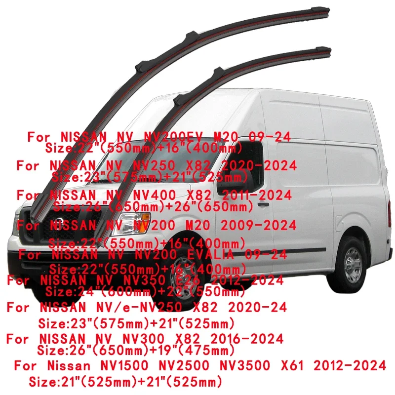 For NISSAN NV NV200 NV250 NV300 X82 NV400 X82 X61 1500 2500 3500 2009-2024 Car Windshield Wiper Blade Front Windscreen Brushes
For NISSAN NV NV200 NV250 NV300 X82 NV400 X82 X61 1500 2500 3500 2009-2024 Car Windshield Wiper Blade Front Windscreen Brushes