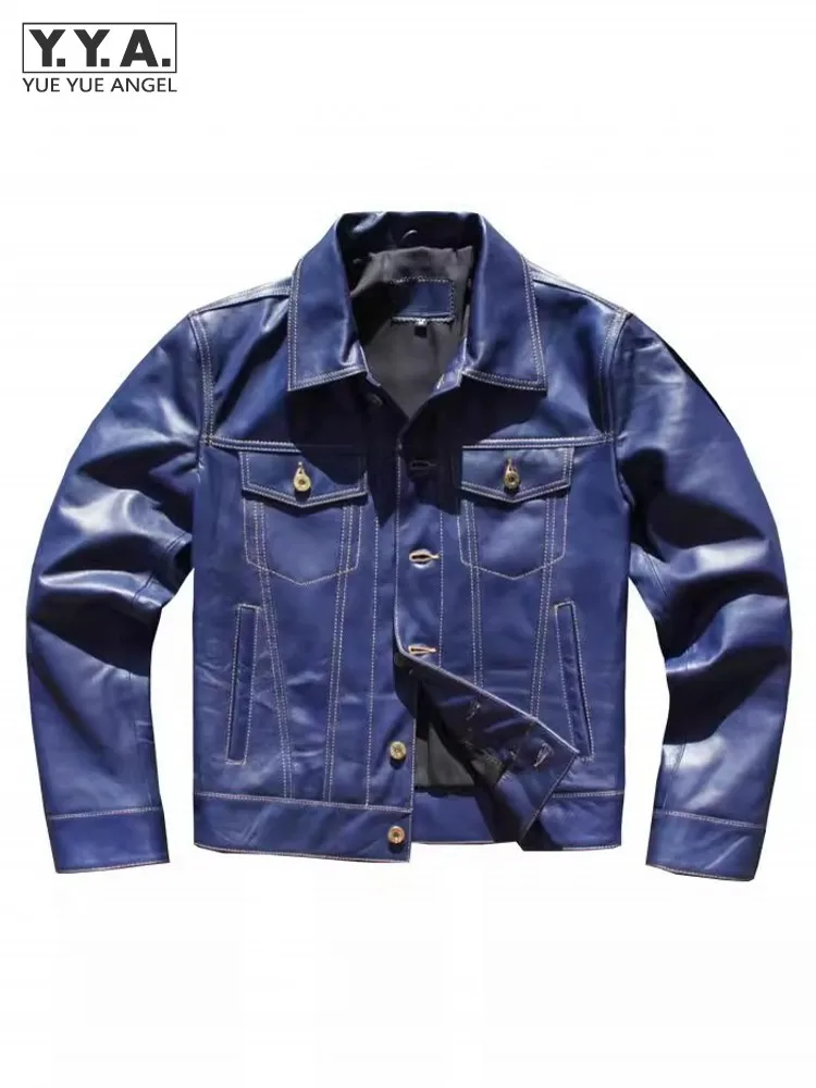 Vintage Mens Slim Fit Single Breasted Sheepskin Genuine Leather Jacket Windproof Spring Autumn Motorcycle Riding Coat Outerwear
Vintage Mens Slim Fit Single Breasted Sheepskin Genuine Leather Jacket Windproof Spring Autumn Motorcycle Riding Coat Outerwear