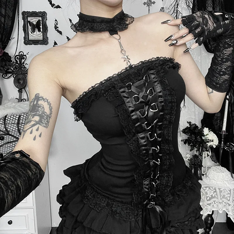 Dark Style Cat Style Girl Strapless Suspender Spring New Pure Black Slim Fit Versatile Top
Dark Style Cat Style Girl Strapless Suspender Spring New Pure Black Slim Fit Versatile Top