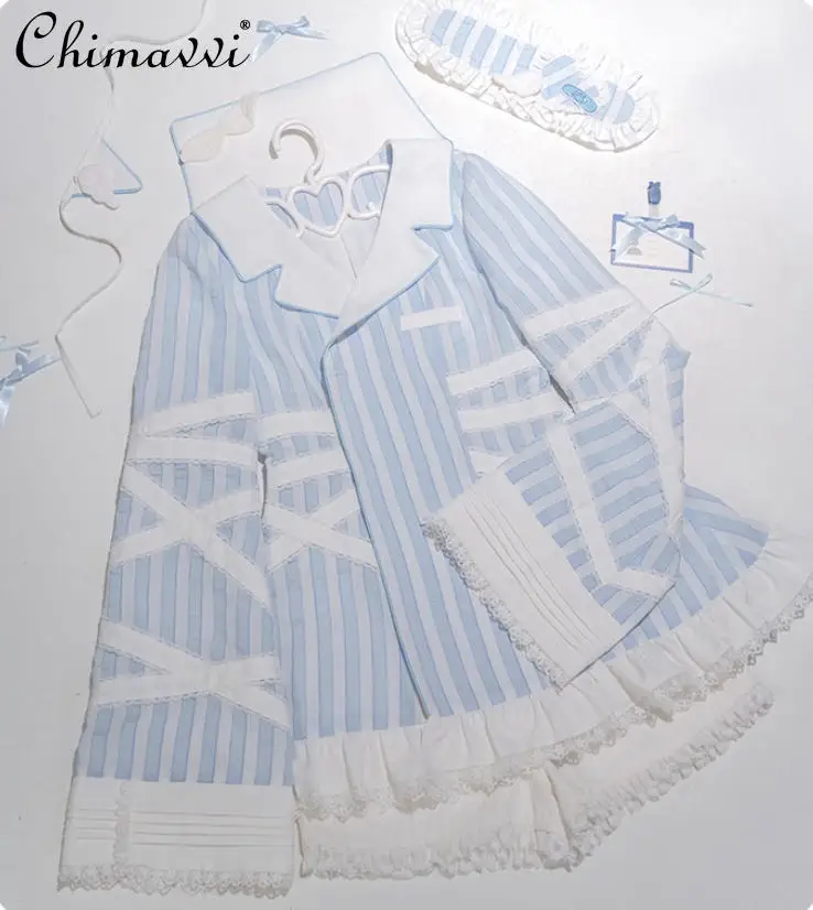 Original Japanese Mine Aqua Medical Department Long Sleeve Striped Shorts Set Girls Womens Subculture Top and Shorts Lolita Sets 
Original Japanese Mine Aqua Medical Department Long Sleeve Striped Shorts Set Girls Womens Subculture Top and Shorts Lolita Sets