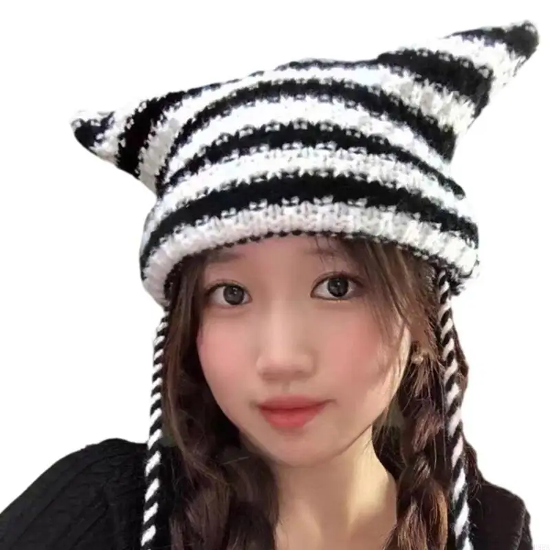 P88A Knit Stripe Pattern Ear Hat Elastic Windproof Hat with Pompoms Decor Ear Protector Hat Winter Cycling Skiing Hat
P88A Knit Stripe Pattern Ear Hat Elastic Windproof Hat with Pompoms Decor Ear Protector Hat Winter Cycling Skiing Hat
