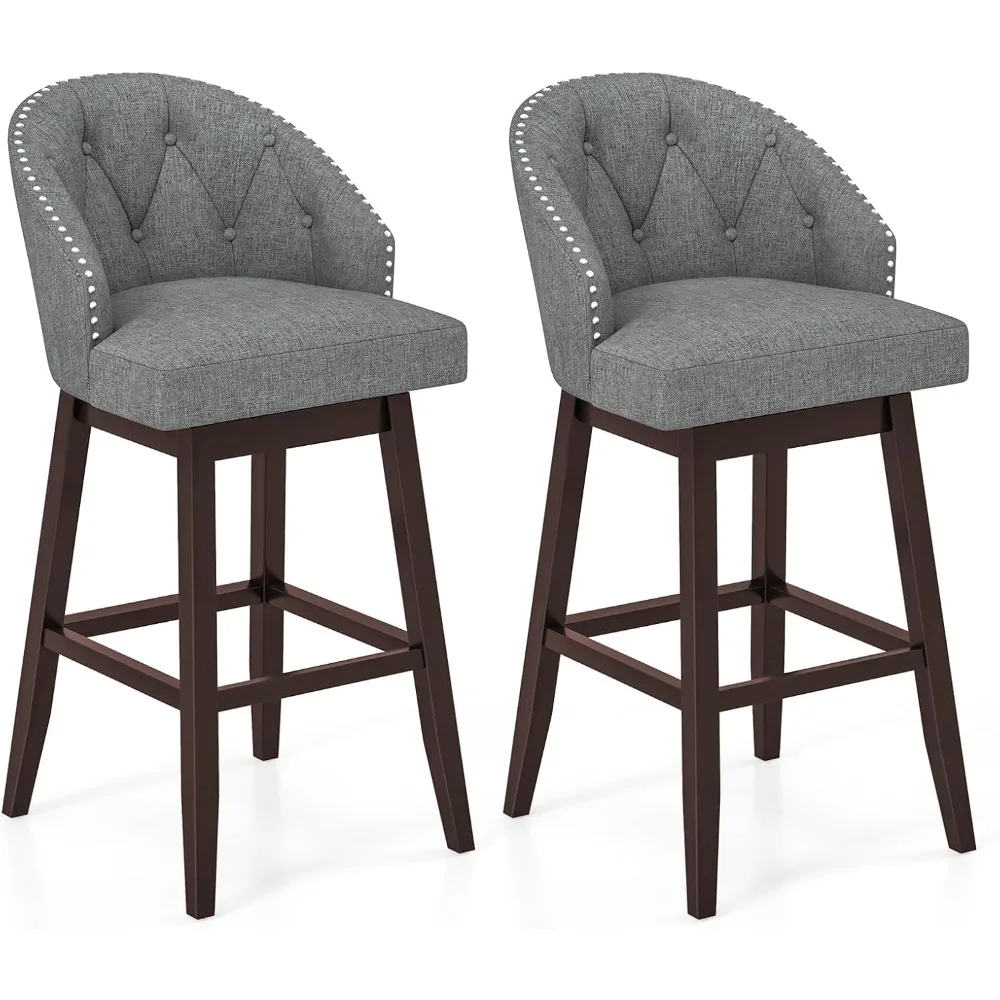 Bar Stools Set of 2, 31’’ Swivel Bar Stools with Rubber Wood Legs & Padded Back, Breathable Linen Fabric, Stylish Tufted Design.
Bar Stools Set of 2, 31’’ Swivel Bar Stools with Rubber Wood Legs & Padded Back, Breathable Linen Fabric, Stylish Tufted Design.
