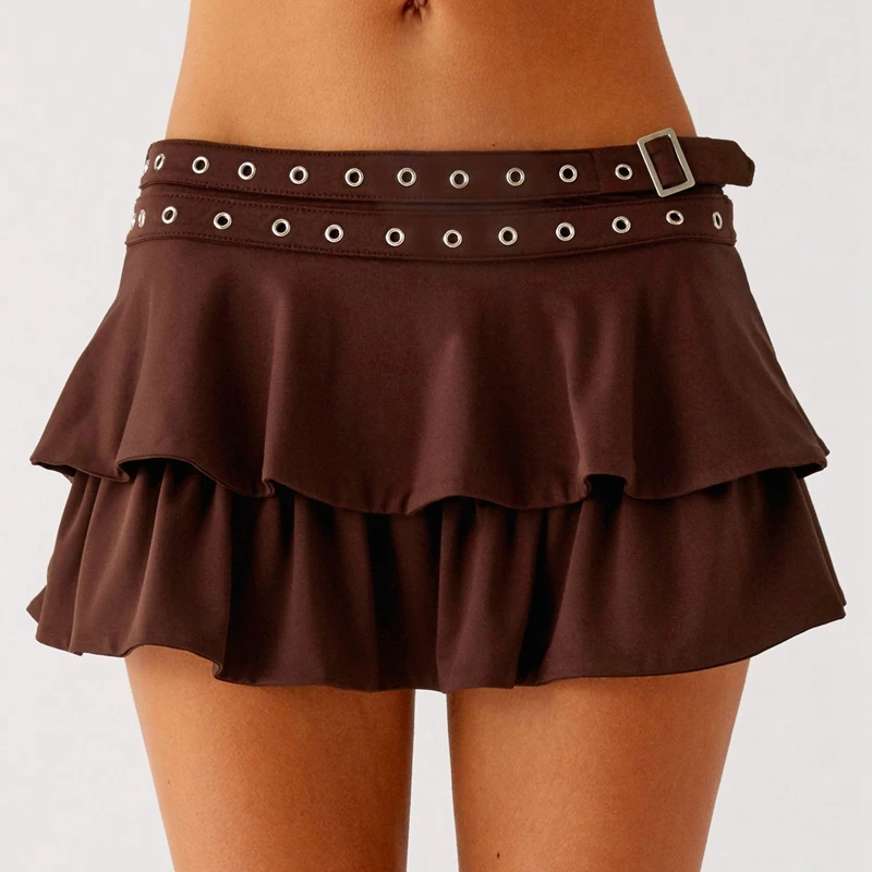 Women Coquette Mini Skirt with Belt Summer Casual Elegant Solid Color Layered Ruffle Skirt for Beach Vacation Club Streetwear
Women Coquette Mini Skirt with Belt Summer Casual Elegant Solid Color Layered Ruffle Skirt for Beach Vacation Club Streetwear