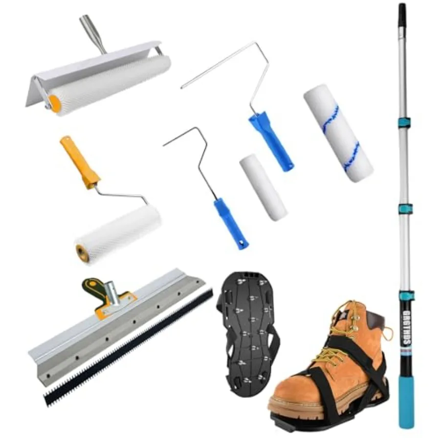 Self Leveling Cement Tool KitProfessional Epoxy Floor Kit Tools with Spiked Roller Spiked Shoes Scraper and 22.8~62.2 inch Exte
Self Leveling Cement Tool KitProfessional Epoxy Floor Kit Tools with Spiked Roller Spiked Shoes Scraper and 22.8~62.2 inch Exte