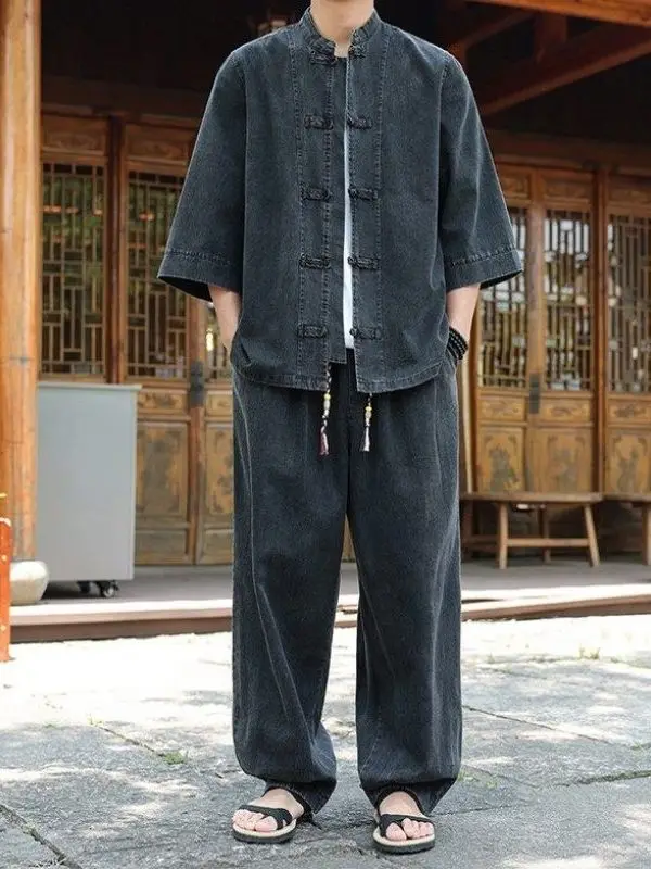 Father's Day Gift Summer Soft Denim Breathable Loose Casual irt Set Large Size Cotton Polyester Blend Everyday Wear
Father's Day Gift Summer Soft Denim Breathable Loose Casual irt Set Large Size Cotton Polyester Blend Everyday Wear