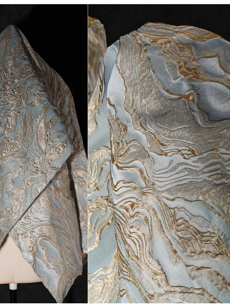 Blue Gold Wire Wave Pattern Jacquard Fabric for Cheongsam Curtain Clothing Designer Cloth By The Meter Diy Sewing Material
Blue Gold Wire Wave Pattern Jacquard Fabric for Cheongsam Curtain Clothing Designer Cloth By The Meter Diy Sewing Material