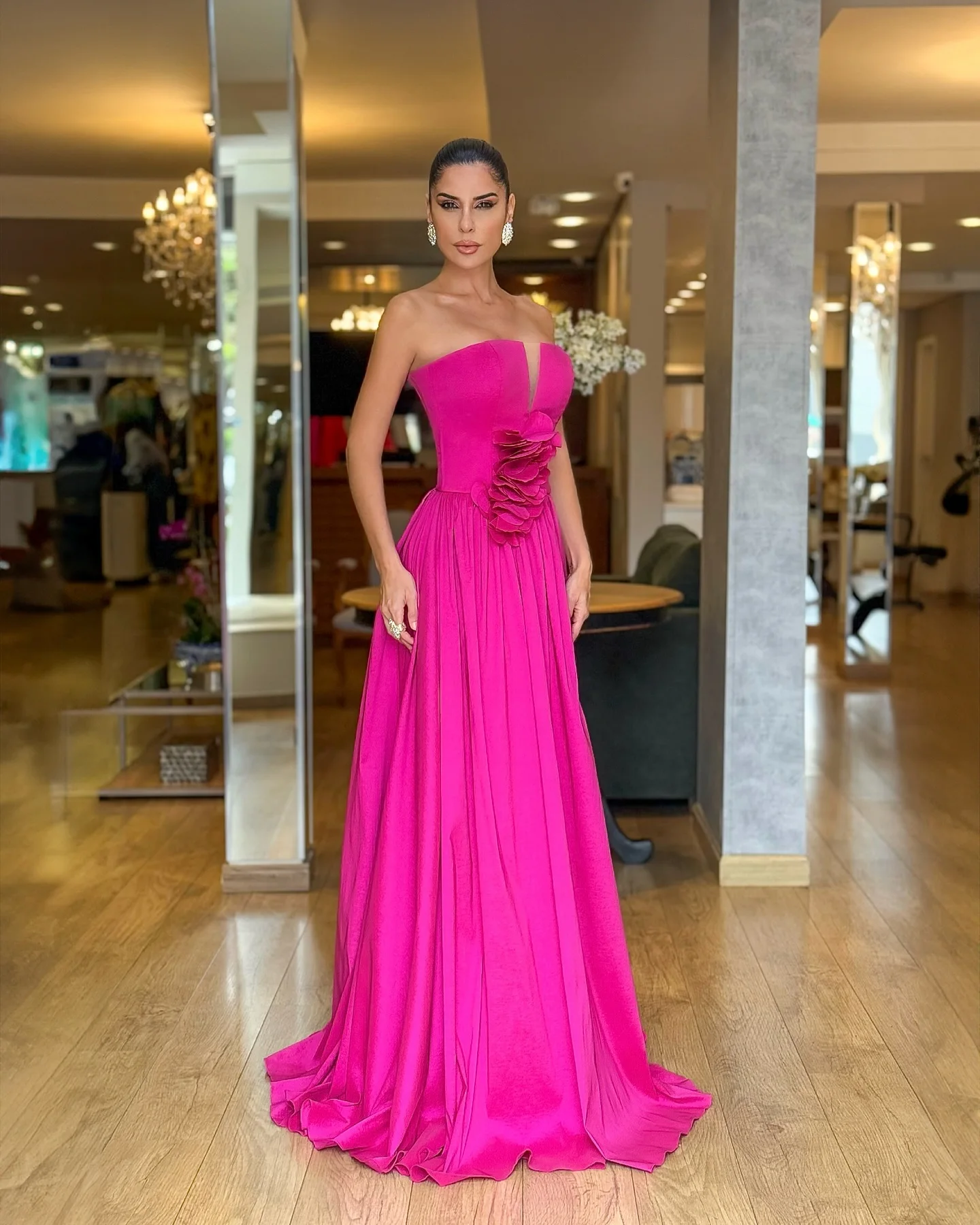 Customized Temperament Sweetheart Flowers Evening Dresses Graceful Jersey Pleats Photo Color Vestido De Festa Vestido De Noche
Customized Temperament Sweetheart Flowers Evening Dresses Graceful Jersey Pleats Photo Color Vestido De Festa Vestido De Noche