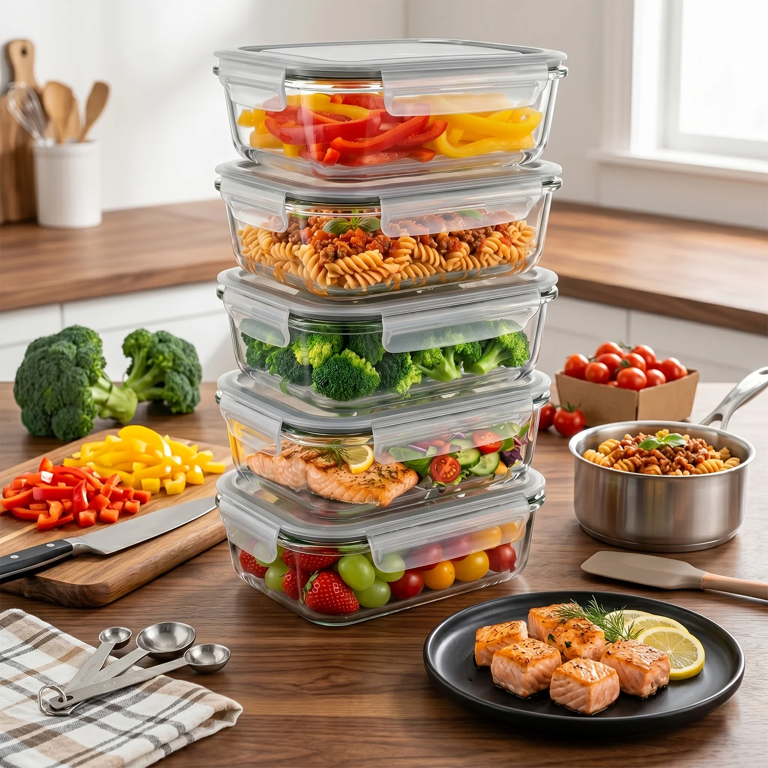 5 Pack 35oz Glass Food Storage Containers with Lids, Airtight Reusable Lunch Preservation Box Set for Kitchen, Safe for Oven, Microwave, Freezer, And Dishwasher
5 Pack 35oz Glass Food Storage Containers with Lids, Airtight Reusable Lunch Preservation Box Set for Kitchen, Safe for Oven, Microwave, Freezer, And Dishwasher