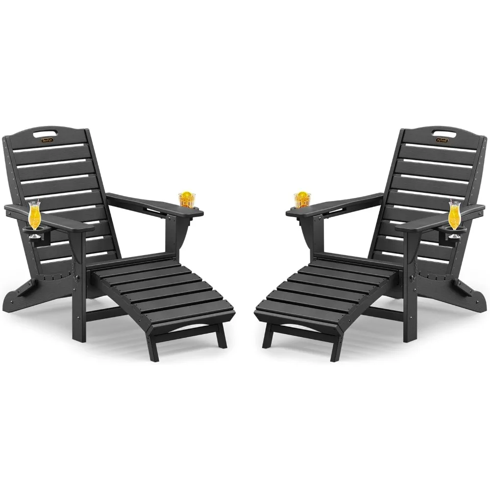 Folding Adirondack Chairs Set of 2,Adirondack Chair with Retractable Ottoman,Plastic Adirondack Chairs with 2 Cup Holder,Weather
Folding Adirondack Chairs Set of 2,Adirondack Chair with Retractable Ottoman,Plastic Adirondack Chairs with 2 Cup Holder,Weather
