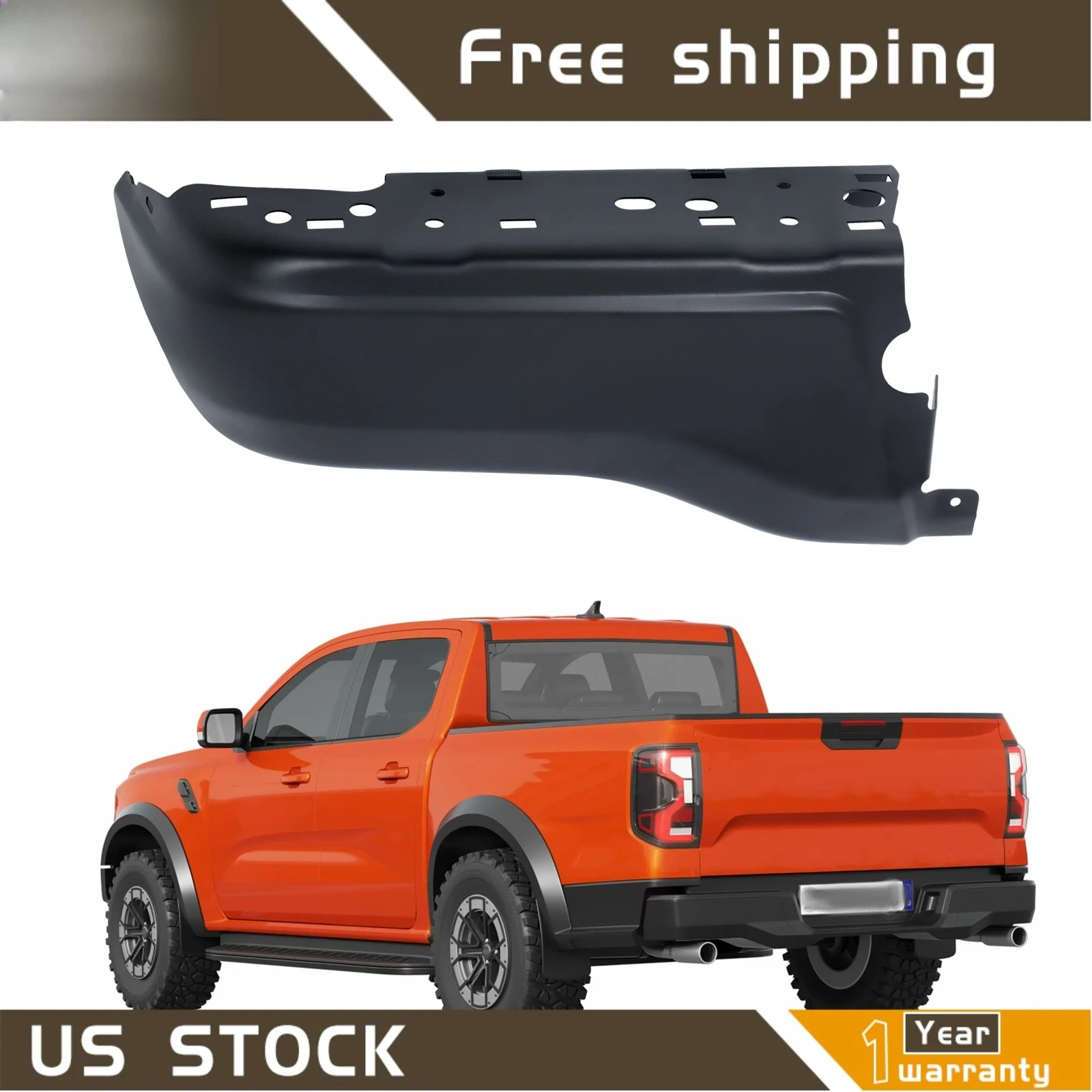 Black W/O Sensor Holes End For Ford Ranger 2019-2023 LH Driver Rear Bumper Steel
Black W/O Sensor Holes End For Ford Ranger 2019-2023 LH Driver Rear Bumper Steel