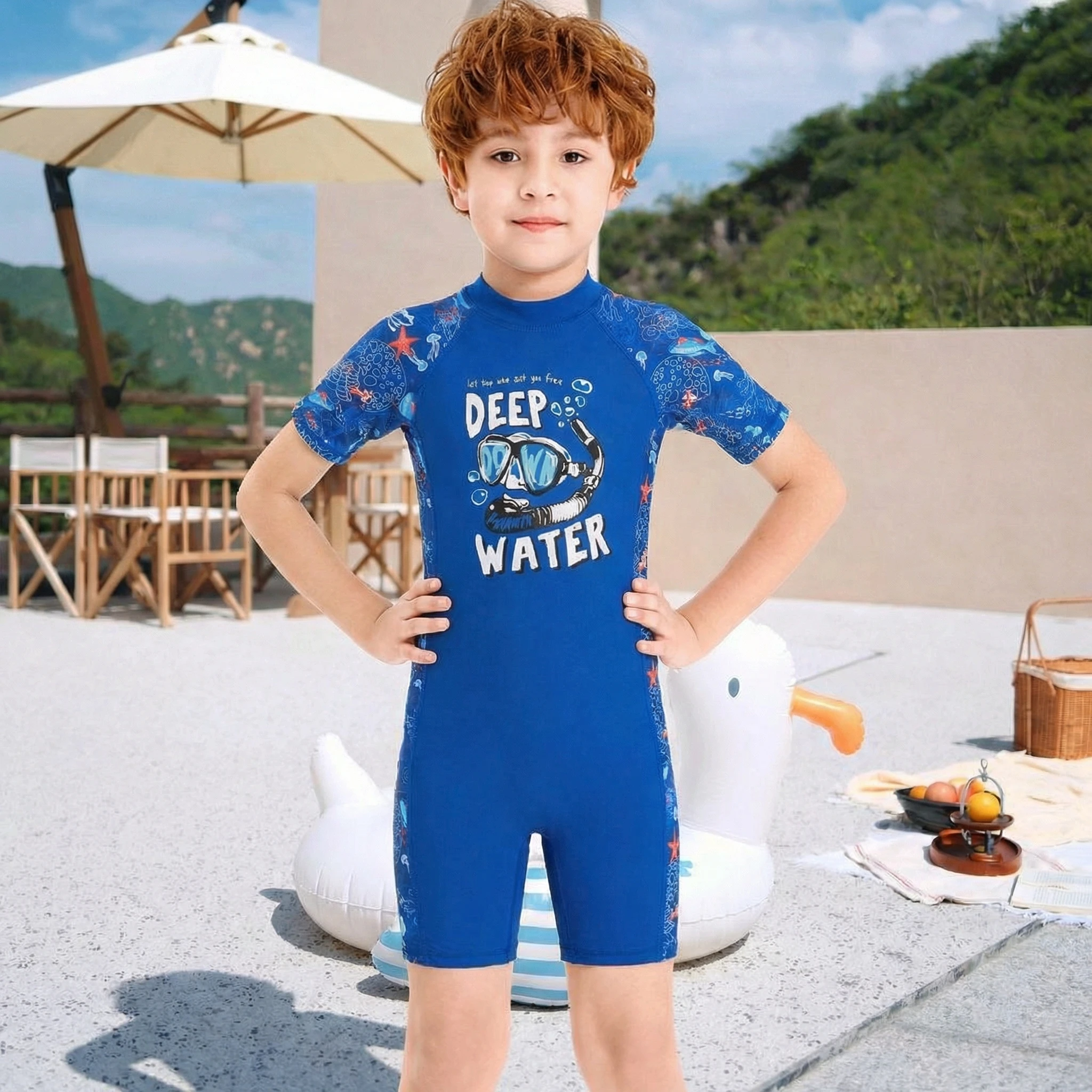 4-piece/set boys' jumpsuit swimsuit jumpsuit children's swimsuit sunscreen quick drying water sports swimsuit set
4-piece/set boys' jumpsuit swimsuit jumpsuit children's swimsuit sunscreen quick drying water sports swimsuit set 