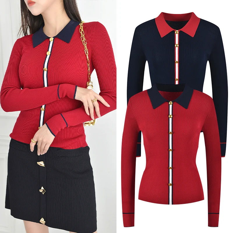 Ele Red High-End Version Long Sve Turn-down Collar Single Button Knitted Sweater Slim Fit Ladies Faion Winter Top
Ele Red High-End Version Long Sve Turn-down Collar Single Button Knitted Sweater Slim Fit Ladies Faion Winter Top