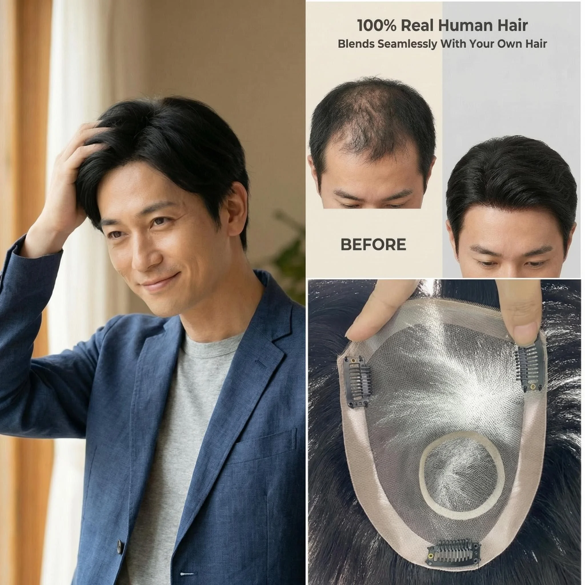 6 Inch 100% Human Hair Men Toupee Mono Top PU Sides Lace Mesh With Clips Hand Tied Base Jet Black
6 Inch 100% Human Hair Men Toupee Mono Top PU Sides Lace Mesh With Clips Hand Tied Base Jet Black