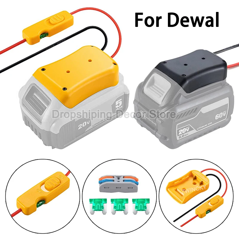 For Dewal 14.4V 18V 20V 54V 60V Li-ion Battery Power Wheel Adapter With 14Awg Wire Switch Fuse DIY Adapter On Truck RC Car Toys
For Dewal 14.4V 18V 20V 54V 60V Li-ion Battery Power Wheel Adapter With 14Awg Wire Switch Fuse DIY Adapter On Truck RC Car Toys