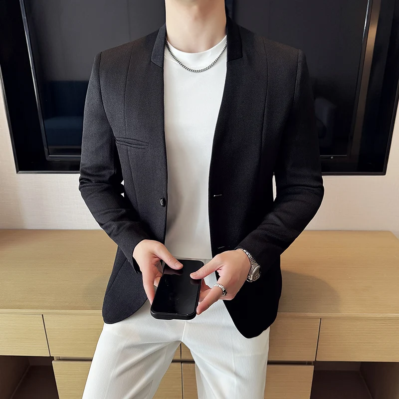 Chinese Style Collarless Suit Jacket Men Fashion Slim Fit Versatile Blazers Male Casual Business Wedding Groom Dress Jacket 2025
Chinese Style Collarless Suit Jacket Men Fashion Slim Fit Versatile Blazers Male Casual Business Wedding Groom Dress Jacket 2025