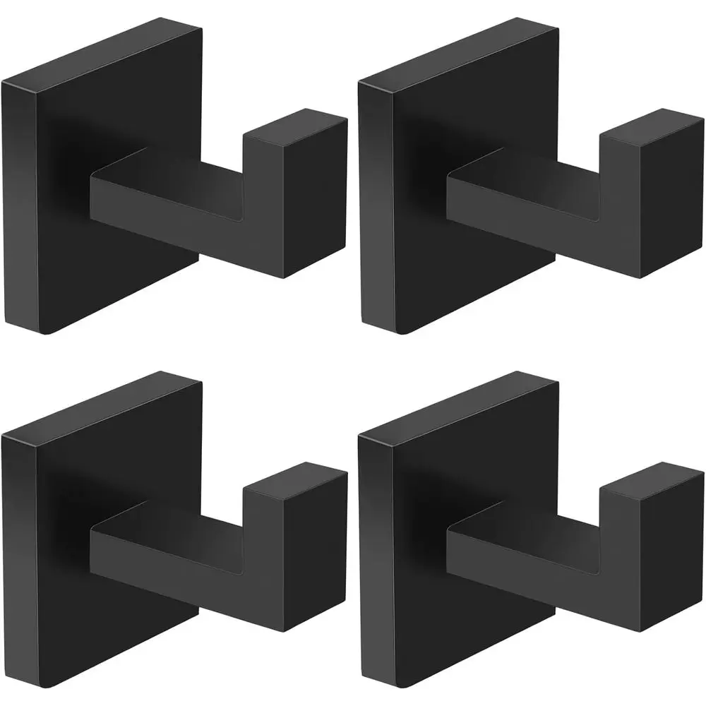 4-Pack Heavy Duty Stainless Steel Towel Hooks - Square Matte Black for Bathroom, Living Room, Bedroom, Kitchen, and Closet
4-Pack Heavy Duty Stainless Steel Towel Hooks - Square Matte Black for Bathroom, Living Room, Bedroom, Kitchen, and Closet