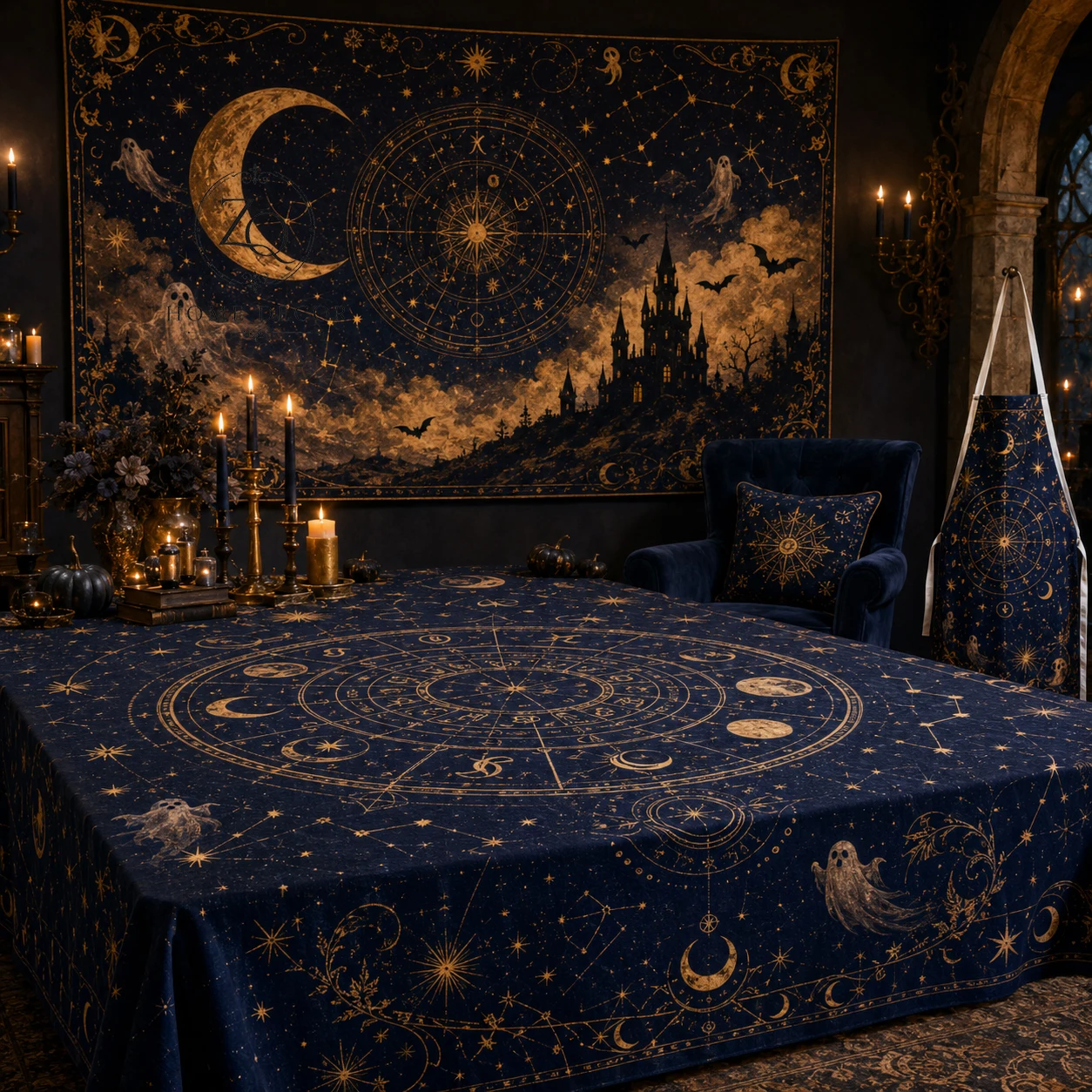Gothic Tablecloth Astronomy and Horoscope Tarot Design Mystical Home Decoration for Halloween with Pillowcase 2D Flat Printed
Gothic Tablecloth Astronomy and Horoscope Tarot Design Mystical Home Decoration for Halloween with Pillowcase 2D Flat Printed