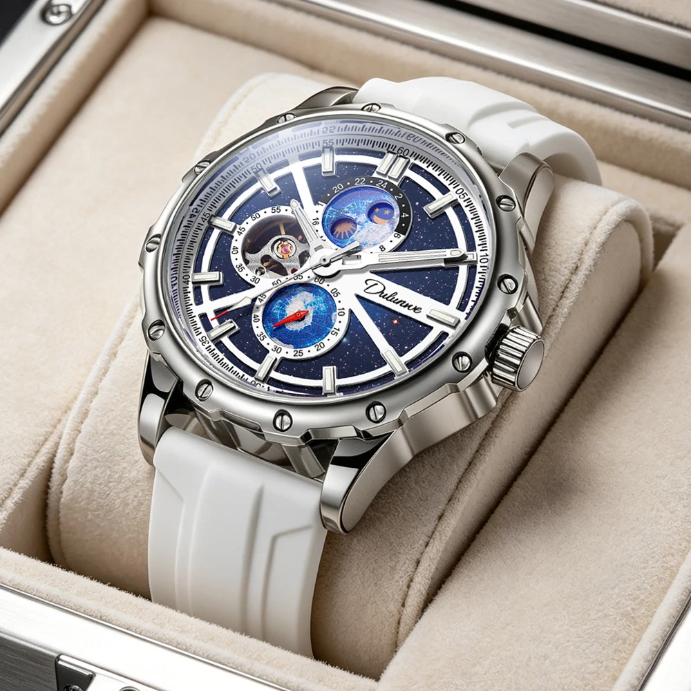 Fashion Vast Starry Sky Series Mechanical Watch Men Silicone Strap Waterproof HD Luminous Luxury Hollow Automatic Watches Mens
Fashion Vast Starry Sky Series Mechanical Watch Men Silicone Strap Waterproof HD Luminous Luxury Hollow Automatic Watches Mens