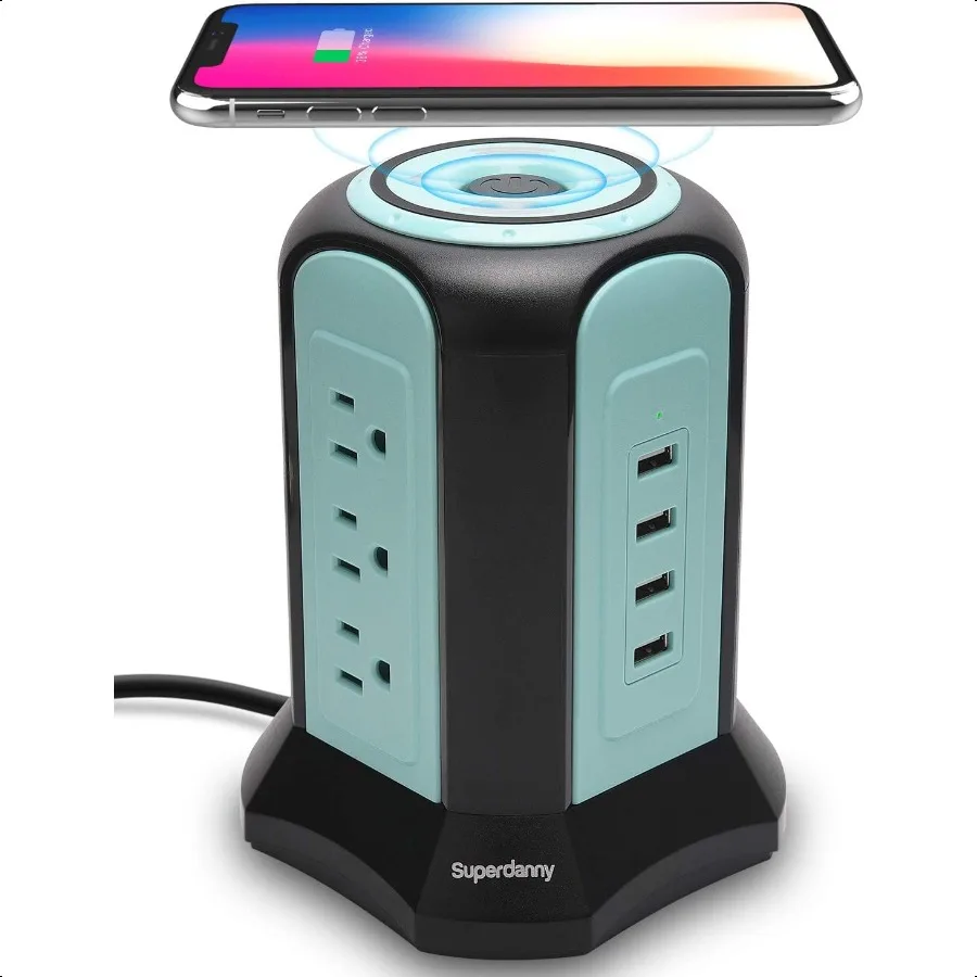 Power Strip Tower Wirel Charger Surge Protector Tower 10A 1080J Charger Station with 9 Outlets 4 USB Ports Extension Cord 10ft
Power Strip Tower Wirel Charger Surge Protector Tower 10A 1080J Charger Station with 9 Outlets 4 USB Ports Extension Cord 10ft