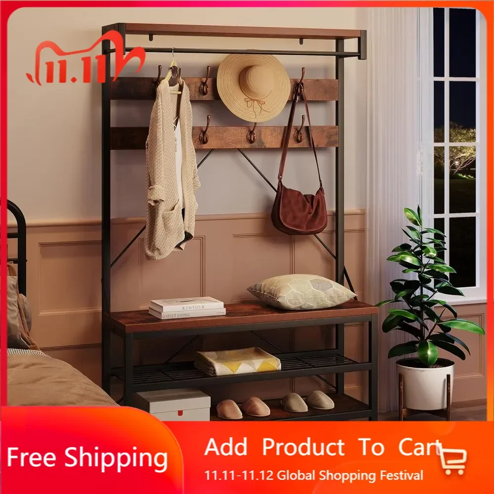 coat rack shoe bench industrial hall tree storage bench for entryway, wood look accent large shoe rack with storage shelf hangi
coat rack shoe bench industrial hall tree storage bench for entryway, wood look accent large shoe rack with storage shelf hangi
