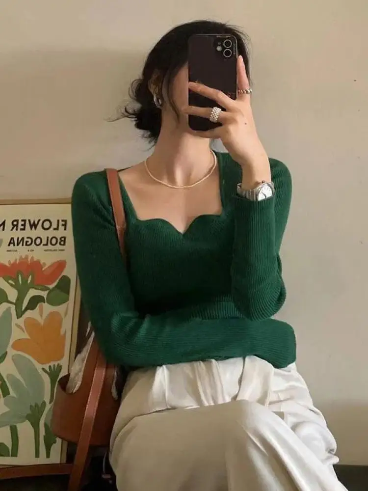 Knitted Pullovers Women Vintage Solid Sweaters Autumn Winter Korean Elegant Slim Knitwear Square Collar All Match Jumpers New
Knitted Pullovers Women Vintage Solid Sweaters Autumn Winter Korean Elegant Slim Knitwear Square Collar All Match Jumpers New