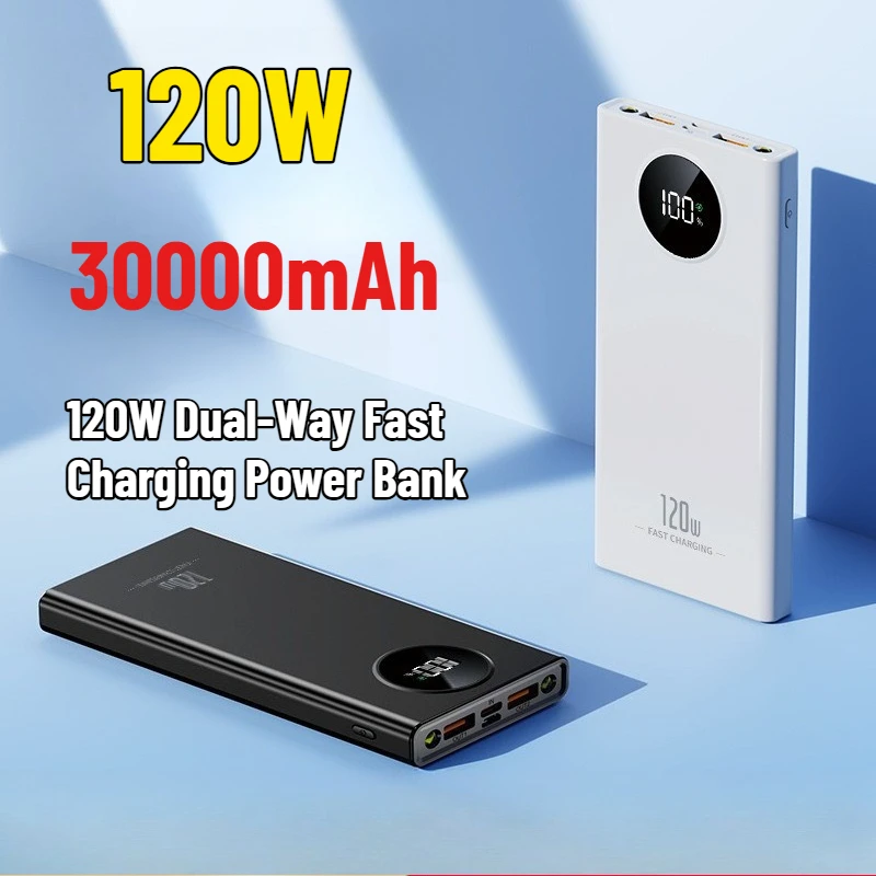 120W Dual-Way Fast Charging Power Bank Ultra Large Capacity 30000mAh Portable Charger for Mobile Phones
120W Dual-Way Fast Charging Power Bank Ultra Large Capacity 30000mAh Portable Charger for Mobile Phones