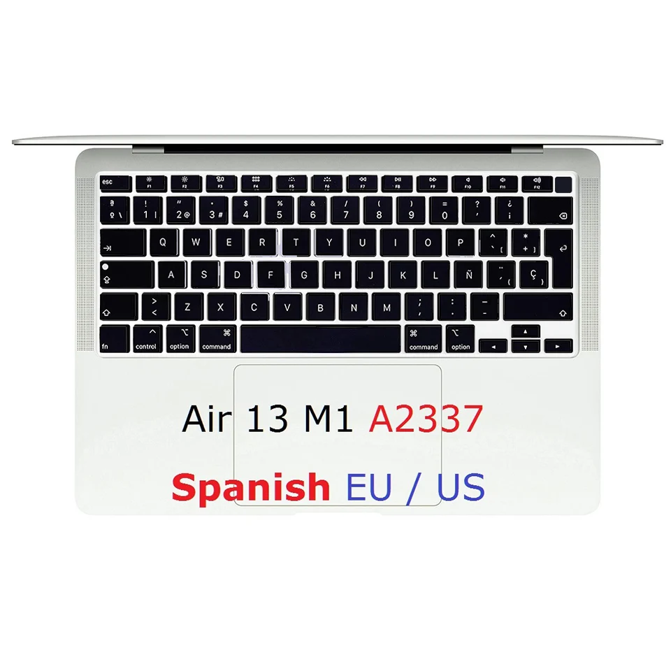 Мягкий чехол с испанской раскладкой для Macbook Air 13 2020 M1 Chip A2337, силиконовый чехол для клавиатуры с испанской раскладкой для США и ЕС, чехол для ноутбука
Мягкий чехол с испанской раскладкой для Macbook Air 13 2020 M1 Chip A2337, силиконовый чехол для клавиатуры с испанской раскладкой для США и ЕС, чехол для ноутбука