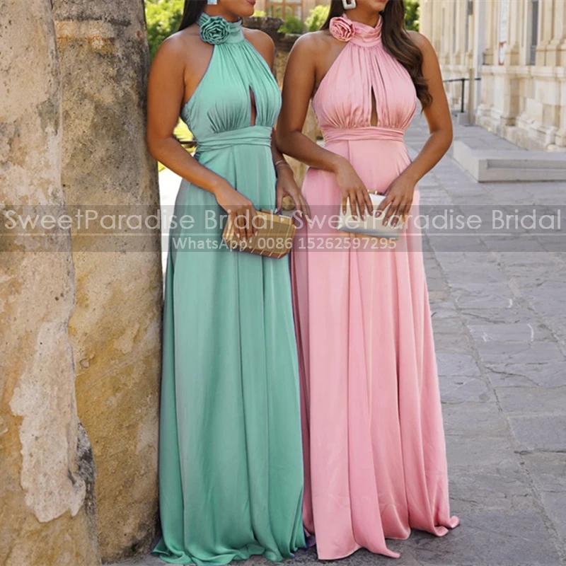 Customized A Line Bridesmaid Dresses With Flower Keyhole High Neck Side Split Sleeveless Long Wedding Party Dress Maid Of Honor
Customized A Line Bridesmaid Dresses With Flower Keyhole High Neck Side Split Sleeveless Long Wedding Party Dress Maid Of Honor