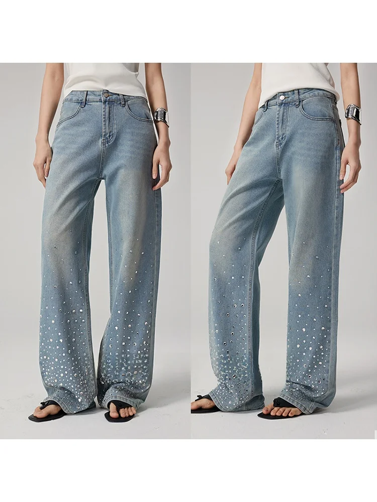 WIT High Waist Straight Leg Denim Jeans Glittering Rhinestone Embelliment Crtsmanip Workop Cus Made Women's Faion
WIT High Waist Straight Leg Denim Jeans Glittering Rhinestone Embelliment Crtsmanip Workop Cus Made Women's Faion