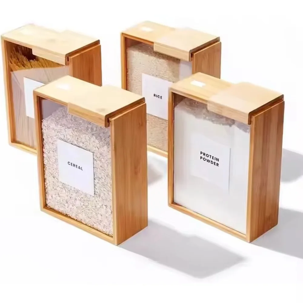 New 2L Food Dispenser with Label Wooden Food Storage Container Dampproof Airtight Kitchen Organizer Kitchen
New 2L Food Dispenser with Label Wooden Food Storage Container Dampproof Airtight Kitchen Organizer Kitchen