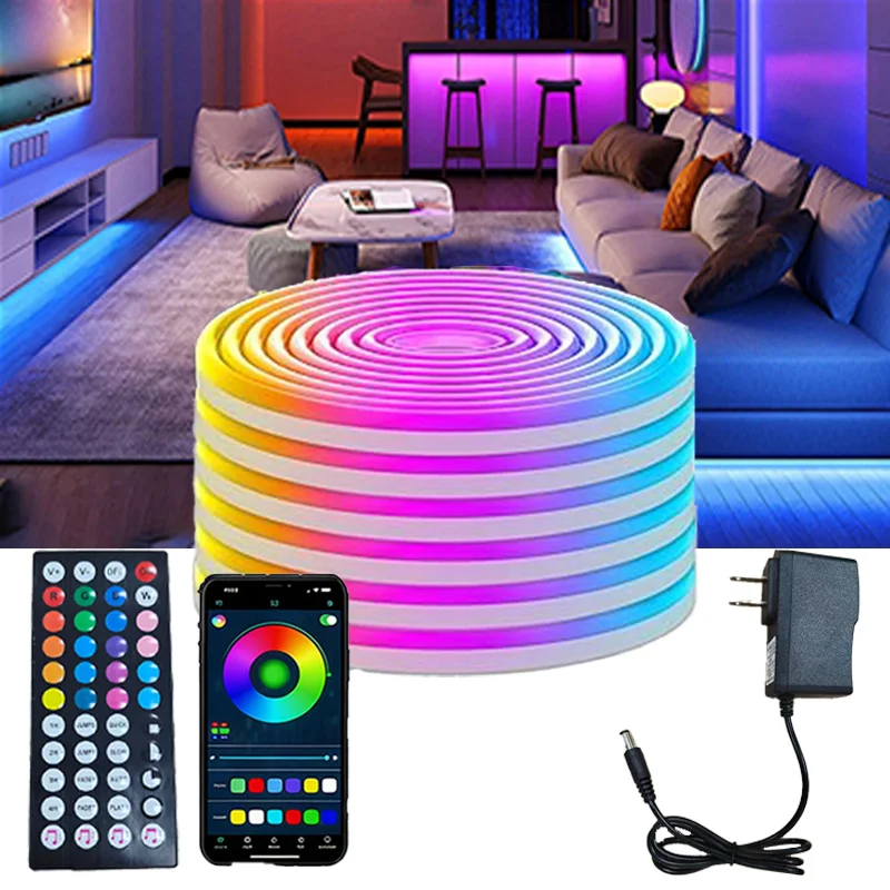 16.4ft RGB LED Neon Rope Light Flexible IP65 Waterproof, App & Remote Control Music Sync, Multi Modes Indoor Outdoor
16.4ft RGB LED Neon Rope Light Flexible IP65 Waterproof, App & Remote Control Music Sync, Multi Modes Indoor Outdoor