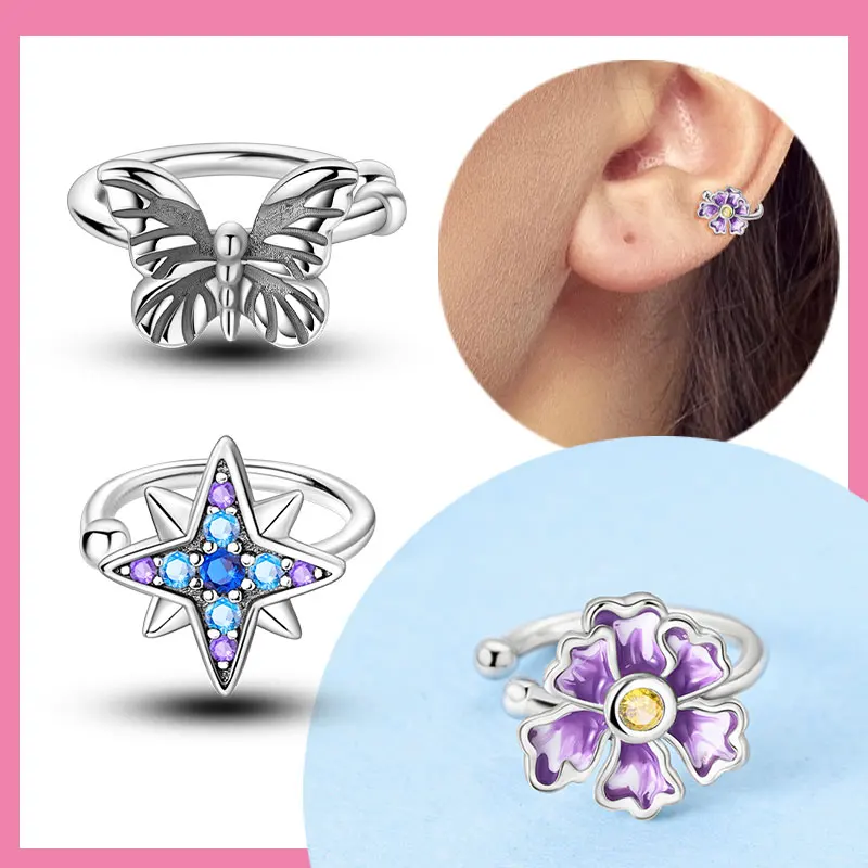 Silver 925 Silver Butterfly Clip Hoop Earring Original Design Made Original Jewelry, Made for Beautiful Gifts for Women's Party
Silver 925 Silver Butterfly Clip Hoop Earring Original Design Made Original Jewelry, Made for Beautiful Gifts for Women's Party