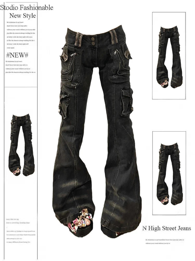 Женские джинсовые брюки Goblin Core Abi Goth Grunge Cyber Punk Flare Jean Trashy Y2k в японском стиле Харадзюку с низкой посадкой 2000-х Kpop Bell-Bottom 
Женские джинсовые брюки Goblin Core Abi Goth Grunge Cyber Punk Flare Jean Trashy Y2k в японском стиле Харадзюку с низкой посадкой 2000-х Kpop Bell-Bottom