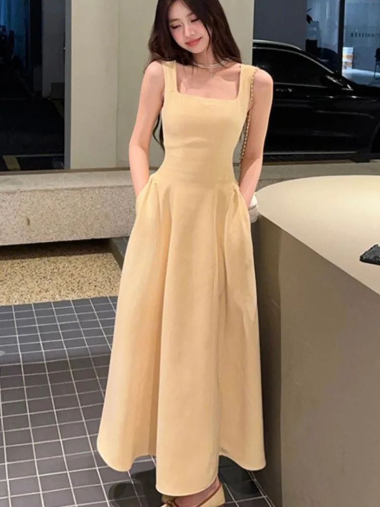 Summer Spring Sweet Solid Womens Dresses Elegant Square Collar Sleeveless Evening Party Dress French A-Line Vestidos Casual Robe
Summer Spring Sweet Solid Womens Dresses Elegant Square Collar Sleeveless Evening Party Dress French A-Line Vestidos Casual Robe
