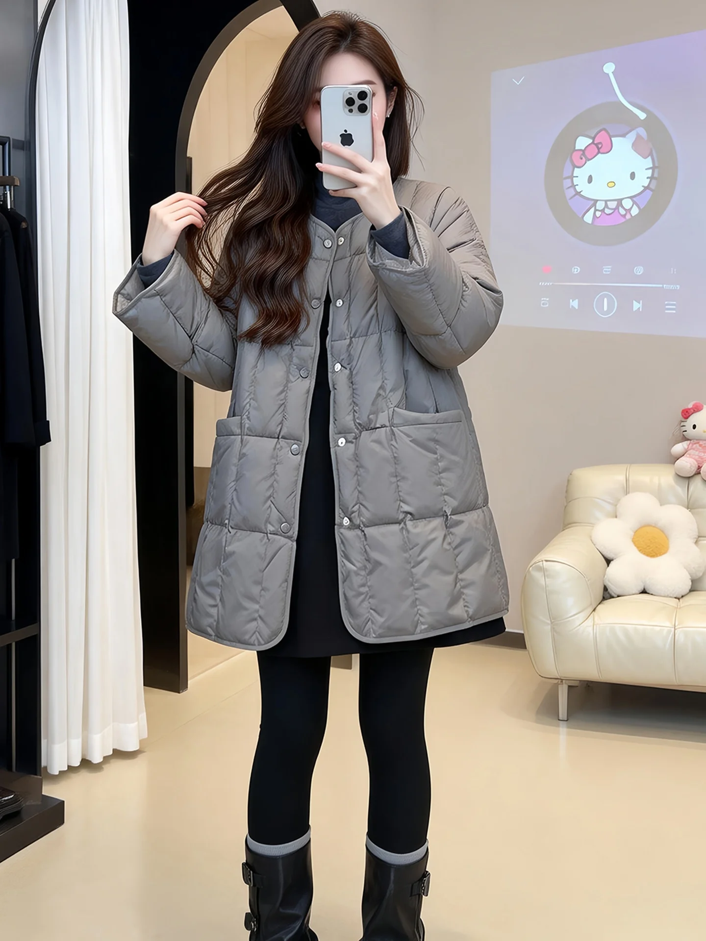 Winter New Style Korean Casual Loose Slimming Cotton Jacket Women's Mid-Length Large Pocket Warm Outerwear Versatile Cotton Coat
Winter New Style Korean Casual Loose Slimming Cotton Jacket Women's Mid-Length Large Pocket Warm Outerwear Versatile Cotton Coat
