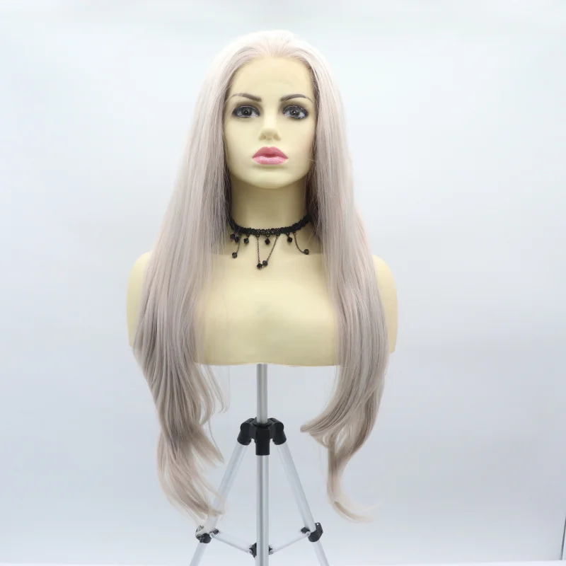 13*4 large area hand-tied front lace free-parting gray long curly synthetic fiber full wig
13*4 large area hand-tied front lace free-parting gray long curly synthetic fiber full wig