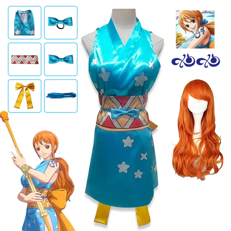 Anime Nami Cosplay Yukata Wano Country Cosplay Costume Nami Wig Dress Uniform Women Kimono Tattoo Sticker for Halloween Costumes
Anime Nami Cosplay Yukata Wano Country Cosplay Costume Nami Wig Dress Uniform Women Kimono Tattoo Sticker for Halloween Costumes